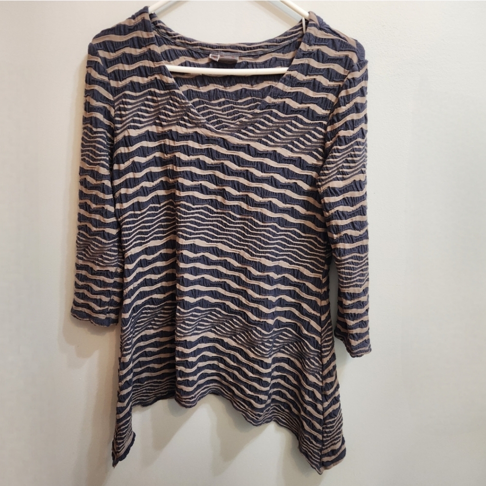 Tianello Stripe Knit Jersey Jacquard Tunic Size Small